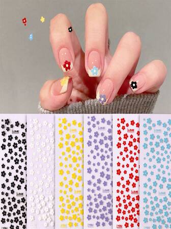 Flower Nail Art Stickers, Self-Adhesive Daisy Nail Art Decals, Suitable For DIY Or Nail Salons, Nail Care Products For Women And Girls