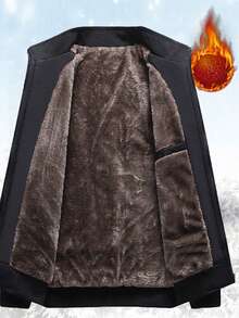 Men's Long Sleeve Thick Thermal Lined Zip-Up Jacket For Winter