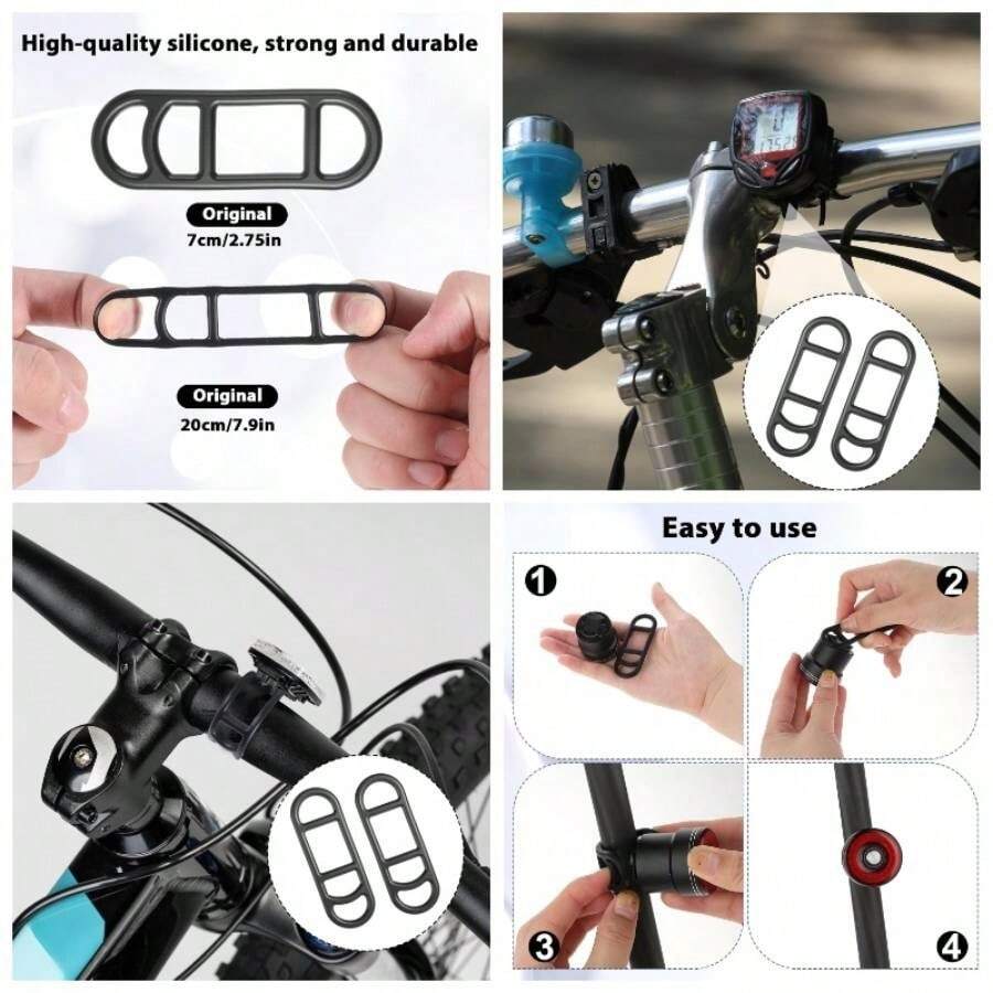 12 Pcs Rubber Strap Silicone Straps Bike Rubber Strap Bike Mount Bicycles Band Flashlight Handlebar Set Cell Phones Speaker Holder Black - Initial - View 1