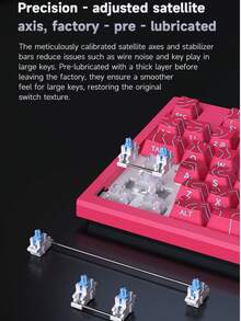 Hot-Swappable Mechanical Wired Keyboard With Contour Design, Side-Lit Characters, Multi-Purpose For E-Sports Gaming And Office Work - 玫瑰紅 - 查看 5