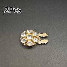 2颗水钻纽扣，女士衬衫DIY装饰，奢华花卉纽扣套装，可爱女孩连衣裙领口装饰，无缝胸针饰品礼品 - 彩色 - 查看 18