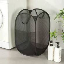 1pc Large Capacity Foldable Breathable Mesh Laundry Basket - Solid Color Polyester Mesh Storage Basket, Can Store Clothes/Shoes/Boots/Miscellaneous, Space-Saving Home Storage Essential, Perfect For Winter And Christmas Gift - Multicolor - View 9