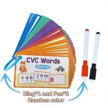 60pcs Reusable CVC Word Learning Flash Cards, Suitable For Preschool Kids, Ideal For Reading, Spelling, Word Building And Writing Practice, Perfect For Early Childhood Education, Back To School - Multicolor - View 8