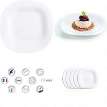 Luminarc - Juego de 6 Platos para Postre Carine Blanco de Opal Modernos Servicio Mesa Elegante - blanco - Ver 1