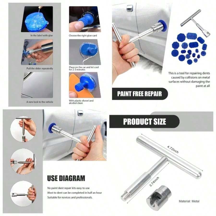 19 PCS Body Dent Repair, Plastic Alloy Dent Separation Piece Suction Cup Spacer - Portable Repair And Maintenance Accessory, Suitable Most Blue Silver - initial - View 1