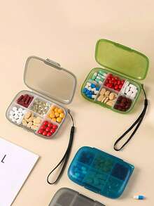 1个旅行药盒，便携式药盒，带硅胶提手，防潮口袋药盒，适用于办公室、旅行、健身房（随机橙色/黄色）