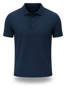 Men's Classic Pique Polo Shirt - Factory Price - Navy Blue - View 2