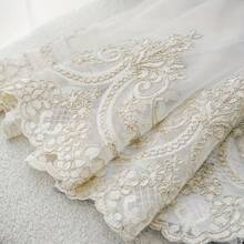 1件欧式蕾丝刺绣半透明窗帘，适用于客厅或卧室 - 白色 - 查看 10