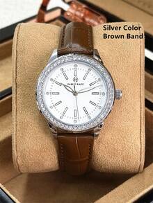 Pablo Raez 1pc 18K Gold Ladies Watches Stainless Steel Jewelry Vintage Accessories Charming Women Wristwatch Luxury Crystal Dress Watch Original Non Tarnish Golden Color Elegant Brand New AAA Design Quartz Watch For Lady Fahionable White Face With Rhinestone Display High Quality Woman Popular Wristwatch 50M Waterproof Soft - one-size - View 16