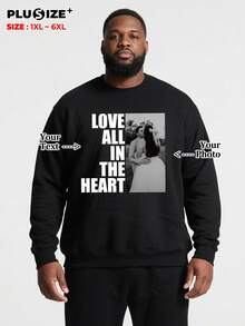 Customizable Plus Size Black Crew Neck Sweatshirt, Add Your Favorite Design To Your Clothes, You Are Already Handsome/Beautiful!