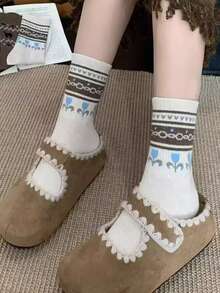 4 Paar warme Damen Kniestrümpfe, bequem & vielseitig für den täglichen Gebrauch, Herbst/Winter - Verschiedenfarbig - Übersicht 4