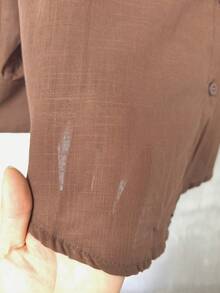 Women's Long-Sleeved Linen Shirt - 巧克力棕色2 - 查看 3