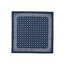 1pc Simple Print 70cm Square Scarf, New Spring Bandana Women Versatile Waist Belt Accessory Headtie Headwrap Fashion Neck Scarf - 藏蓝色 - 查看 3
