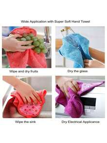 1 PC Super Soft Coral Velvet Kitchen Hand Towels - Hangable & Absorbent -  Home Bathroom Decor Fall Decor Back To School Dish Cloths Kitchen Towel - Màu sắc ngẫu nhiên - Xem 6
