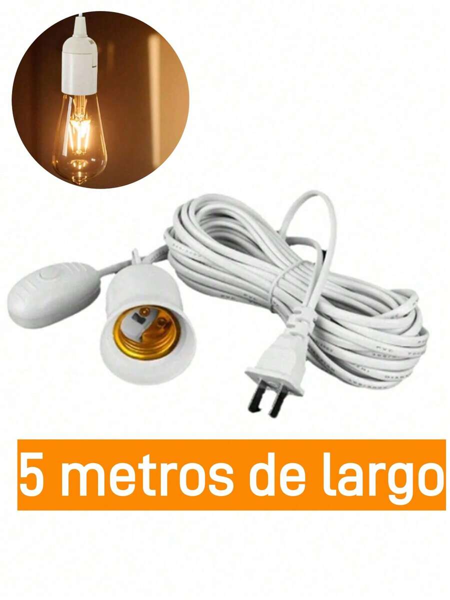 Portalámparas Soporte de Base para Lampara, Soporte colgante de 5m, casquillo E27 con Cable para lámpara de sal con Cable de alimentación