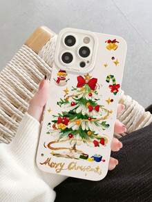 1 pieza Funda de teléfono suave de silicona a prueba de golpes con diseño de copo de nieve/muñeco de nieve/árbol de Navidad/lazo, compatible con iPhone 15/15 Pro/15 Pro Max, 17/17 Pro/17 Pro Max, 16/16 Plus/16 Pro Max, 13/13 Mini/13 Pro Max, 14/14 Pro Max, 12/12 Mini/12 Pro Max, 11/11 Pro Max, XS Max - Multicolor - Ver 1