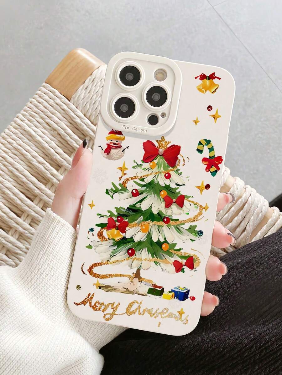 1 pieza Funda de teléfono suave de silicona a prueba de golpes con diseño de copo de nieve/muñeco de nieve/árbol de Navidad/lazo, compatible con iPhone 15/15 Pro/15 Pro Max, 17/17 Pro/17 Pro Max, 16/16 Plus/16 Pro Max, 13/13 Mini/13 Pro Max, 14/14 Pro Max, 12/12 Mini/12 Pro Max, 11/11 Pro Max, XS Max - Multicolor - Ver 1