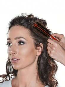 1支尼龙美容院专用美发梳，家用圆筒梳，女士美发梳，两用直发卷发梳，旅行度假必备，女士美发配件，梳子，美发梳 - 彩色 - 查看 4