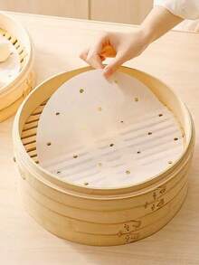 100片装不粘蒸笼垫，圆形烘焙纸，适用于糕点、面包、空气炸锅，一次性硅油烘焙纸，空气炸锅垫，空气炸锅纸