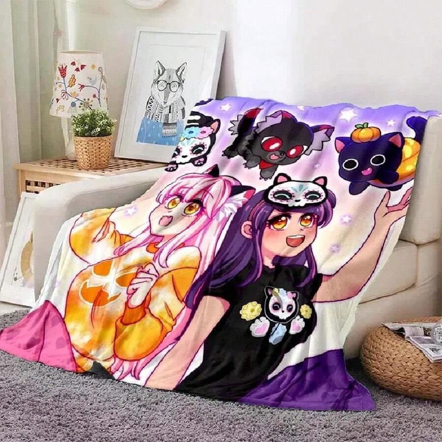 1PC Stitch Flannel Blankets Are Comfortable And Cute, Suitable For All Seasons, Perfect For Living Room Decoration, Sofa Deco (4).Jpg - trắng - Xem 1