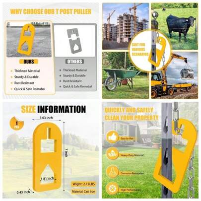 Post Fence Post, Farm Equipment Tractor Accessories, Use Different Chains S Hooks Jacks Tractor Buckets From Yellow