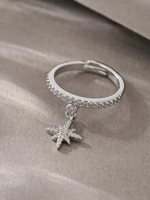 1pc Micro-Inlaid Zirconia Ring, Suitable For Women's Daily, Dating, Vacation, Wedding Wear - Silver - View 4