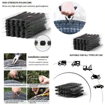 30PCS 4 Inch Car Heavy Duty Tire Plugs, Black Tire Repair Plugs With Strong Viscosity Fixing Flat Tire, Universal Rubber Tire Kit Fits Car Truck SUV Motorcycle With Tubeless Tire