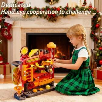 塑料多层弹珠轨道玩具：适合3-14岁儿童的互动桌面游戏，增强手眼协调能力，适合万圣节、圣诞节和生日派对活动。