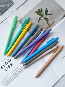 12pcs/Set Retractable Gel Ink Pens, Black Ink, Colorful Barrel, Morandi Color Scheme, Suitable For Journaling, Writing, Office And School Supplies - Multicolor - View 5