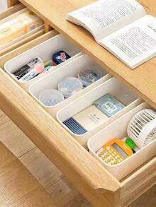 Caja de almacenamiento multifuncional Organizador de tira larga Armario Mesa Contenedor de aperitivos Solución de almacenamiento sin tapa Organización del hogar Colección Dormitorio Sala de estar Cocina Estanterías Divisor de cajón Cesta Sistema de estantería - Blanco - Ver 7