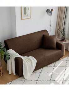 1pc Solid Color Latex Stretch Sofa Cover, Modern All-Season One-Piece Full Coverage Sofa Slipcover, Pet-Friendly Machine Washable Sofa Protector, Pet-Friendly Home Decor, 1-Seater, 2-Seater, 3-Seater, 4-Seater - Dark Brown - View 6