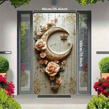 2D Polyester Ramadan Door Banner 1pc Exquisite Crescent - Shaped Wall Decor With Roses And Golden Embellishments Eid Al-Fitr Photo Props And Supplies, Suitable For Muslim Ramadan And Eid Al-Adha Celebrations, Islamic-Themed Holiday Decorations - 1pcs - View 4