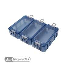 3pcs Cajas de Accesorios de Pesca Mini Luminiscentes Anzuelos de Pescado Cebo Artificial Caja de Almacenamiento de Plástico Empalmable Caja de Aparejos de Pesca en el Mar - azul transparente - Ver 2
