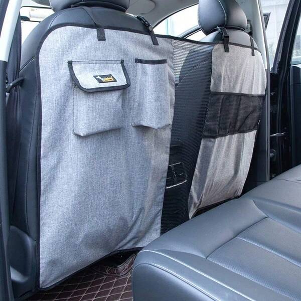 Ondoing Dog Barrier Pet Car Back Seat Fence Isolation Kid Safety Travel Guard Mesh Net For Dos Cats Babies Car Barrier Grey