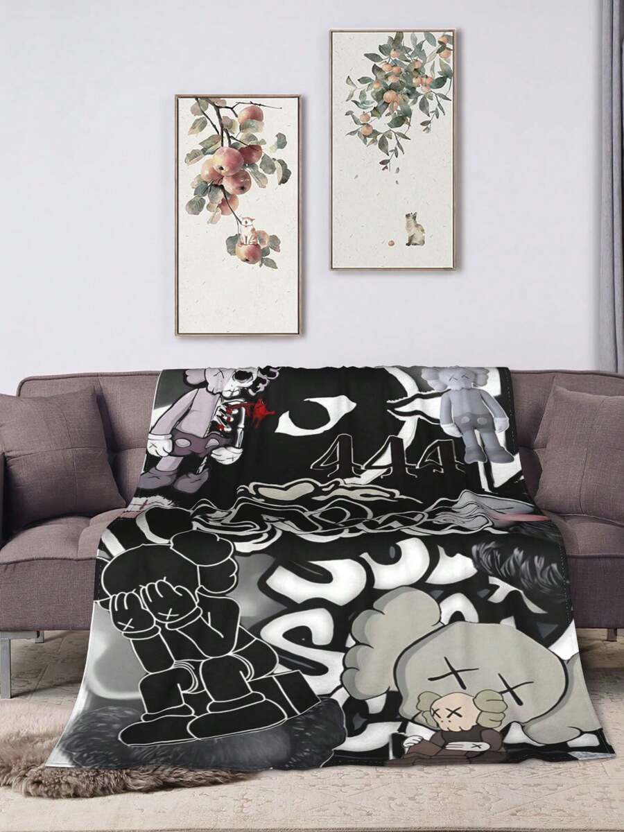 Kawss Kawaii Kaw Blanket Anime Snuggle Blanket - Ultra Soft Flannel Throw, The Perfect Gift For Fans For Christmas & Birthday, For Home Use, Camping And Travel Adventures - màu đen - Xem 1