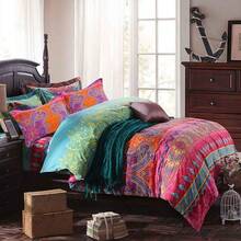King Duvet Cover Set Boho Colorful Retro Striped Print 3pc 104 X 90 Luxury Soft Microfiber Down Comforter Quilt Bedding Cover With Zipper Ties - Bohemian Exotic Style For Men And Women Red Blue - King+Boho Vintage Sọc - Xem 2