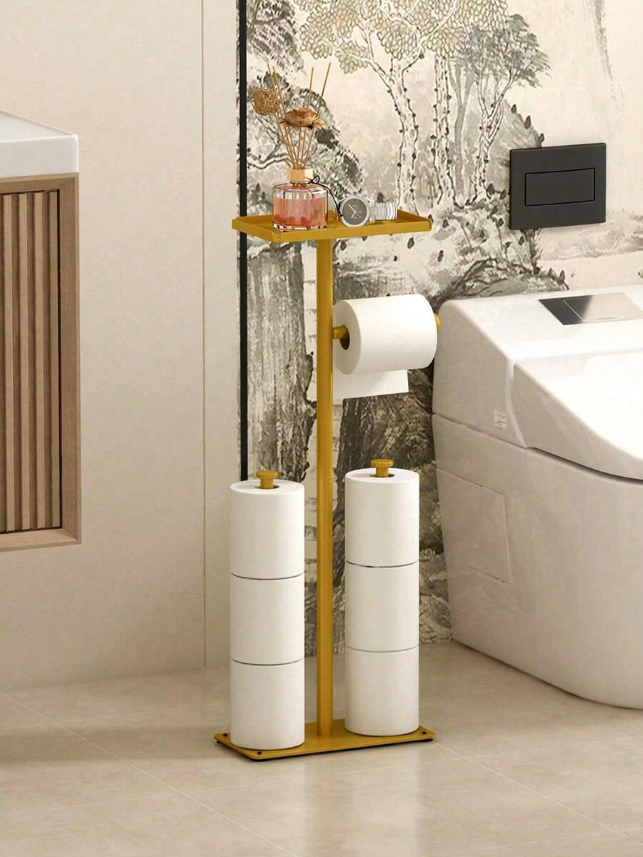 独立式卫生纸架，独立浴室收纳架，节省空间，纸巾收纳，大容量纸巾收纳架，浴室收纳整理，浴室纸巾架浴室配件 - 彩色 - 查看 1