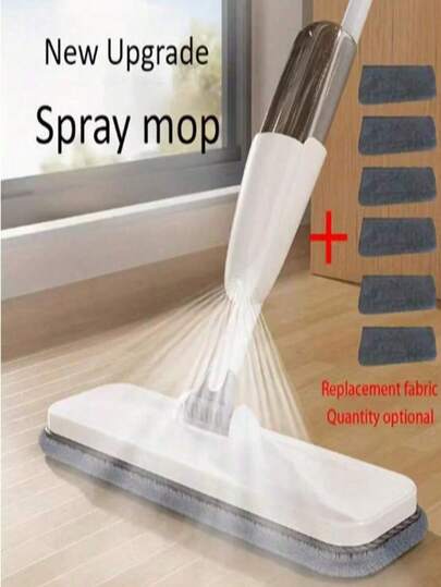 360 ° Rotating Ultra-Fine Fiber Spray Mop With 4 Reusable Pads And Scrapers - Long Handle For Easy Cleaning Of Hardwood, Veneer Flooring, Tiles, And Wood - Dry And Wet Dual-Use, Gray Replacement Fabric Included, Stainless Steel Structure, Suitable For Hardwood Flooring Mop, Home Cleaning Tool, Ergonomic Design, Durable Cleaning Tool, Dry And Wet Dual-Use Mop, Busy Home, Floor Cleaning, Compact Design, Sturdy Structure, Busy Professionals