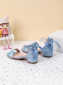 Summer New Arrival Printed Fabric Strap Girls High Heel Sandals, Girls' High Heel Dance Shoes For Student Performance And Daily Activities, Wedding Shoes - Blue - View 4
