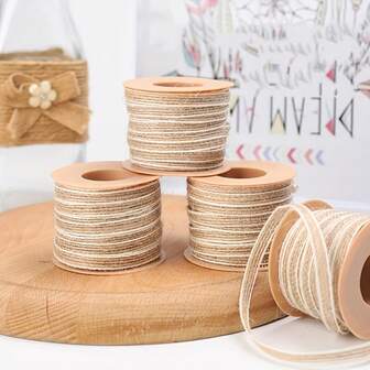 1 Roll Of 393.7 Inch Natural Jute Ribbon -0.2 Inch Wide Country Style Handmade Ribbon, Suitable For Gift Packaging, Wedding Decoration, Christmas, Halloween, Valentine's Day Party Supplies (Beige), Wired Floral Wreath Ribbon, Holiday Decoration