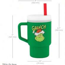 Infantino My 1st Tumbler taza de silicona para beber con pajita y asa taza de bebé resistente a derrames para poner en marcha botella de transición sin BPA verde - VerdeGrinchVerde - Ver 7