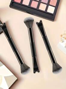 1pc 2-In-1 Blush Brush, Contour Makeup Brush, U-Shaped Nose Contour Brush, Highlighter Brush - Black - View 6