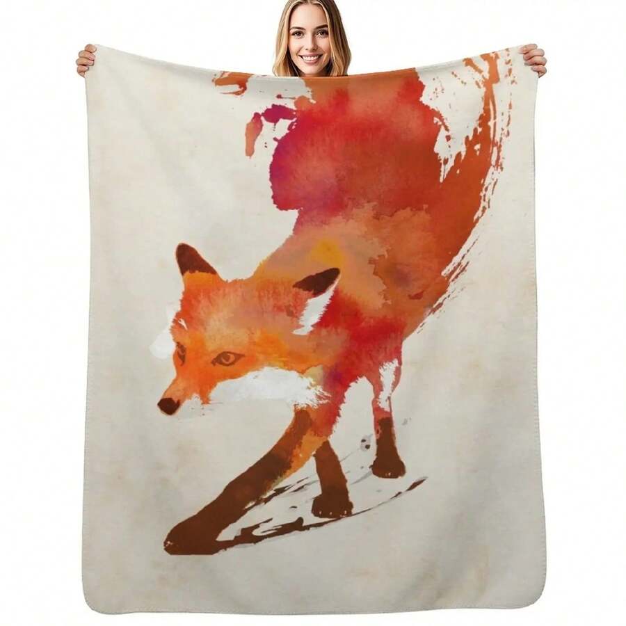 Vulpes Vulpes Throw Blanket For Winter Single Comforter Blankets - màu đen - Xem 1