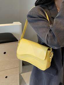 女士时尚休闲百搭单肩包 - 黃色 - 查看 4