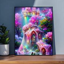 1pc 5D Diamond Painting Kit - "Glowing Fairytale Castle Wonderland" - Large Size Full Diamond Art DIY Diamond Painting Set, Frameless Mosaic Full Round Acrylic Diamond Art DIY Diamond Painting Set, Suitable For Home And Office Desktop Decor, Tabletop Decor And Wall Decor, Ideal Home Decor Gift For Living Room, Bedroom, Study - Multicolor - View 11