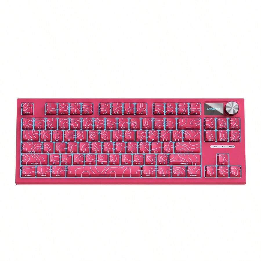 Hot-Swappable Mechanical Wired Keyboard With Contour Design, Side-Lit Characters, Multi-Purpose For E-Sports Gaming And Office Work - 玫瑰紅 - 查看 1