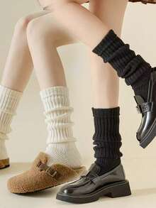 2 Paar einfarbige Fußpedal Kuschel Beinwärmer für Frauen, Herbst/Winter, verdickte Beinwärmer, verlängerte Kuschel Beinwärmer für Schneestiefel, Y2K Stil, warm und windabweisend, elegante Bein-Accessoires - Verschiedenfarbig - Übersicht 5