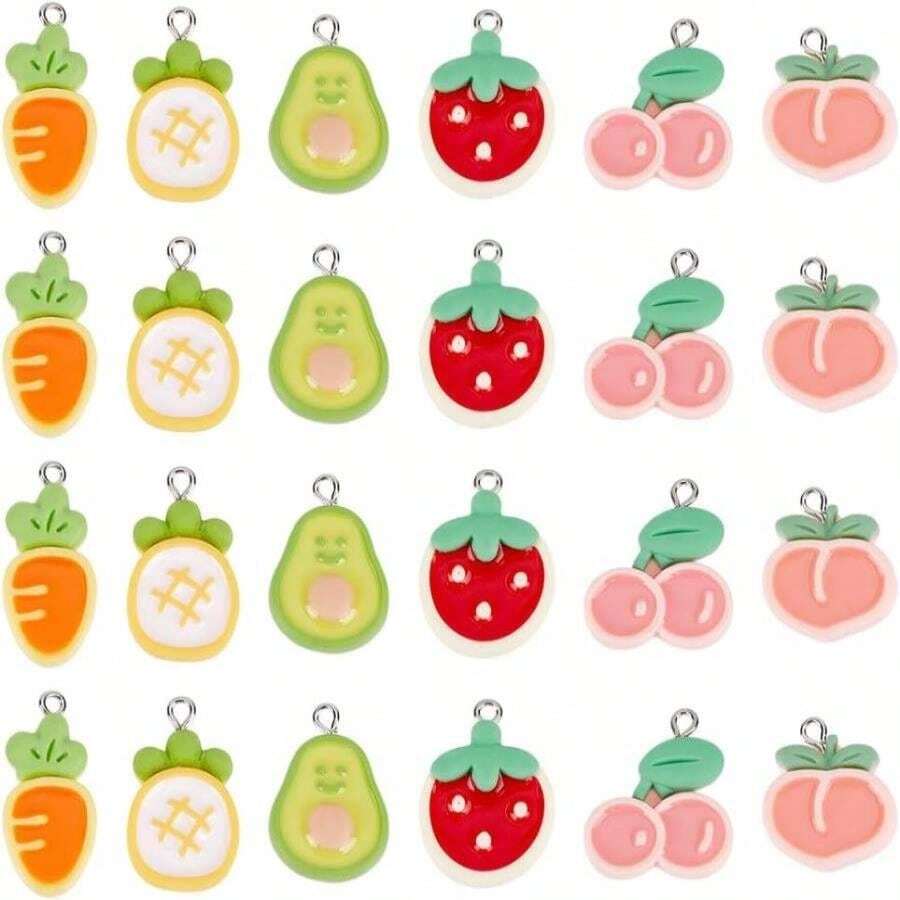 CRAFTYMELODY Resin Fruit Charms Cute Fruit Pendant Colorful Dangle Charms For Earrings Necklace Jewelry Making - ColorA - 查看 1