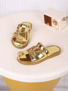 1 Pair Girls Sandals, New Bowknot Princess Shoes, Elastic Band Design, Soft Bottom Casual Girls Beach Shoes, Suitable For Summer Wear