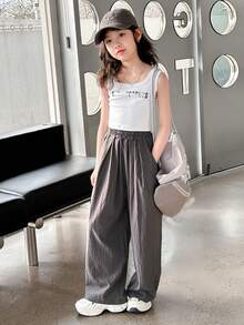 少女寬腿褲，休閒百搭長褲新款兒童服裝